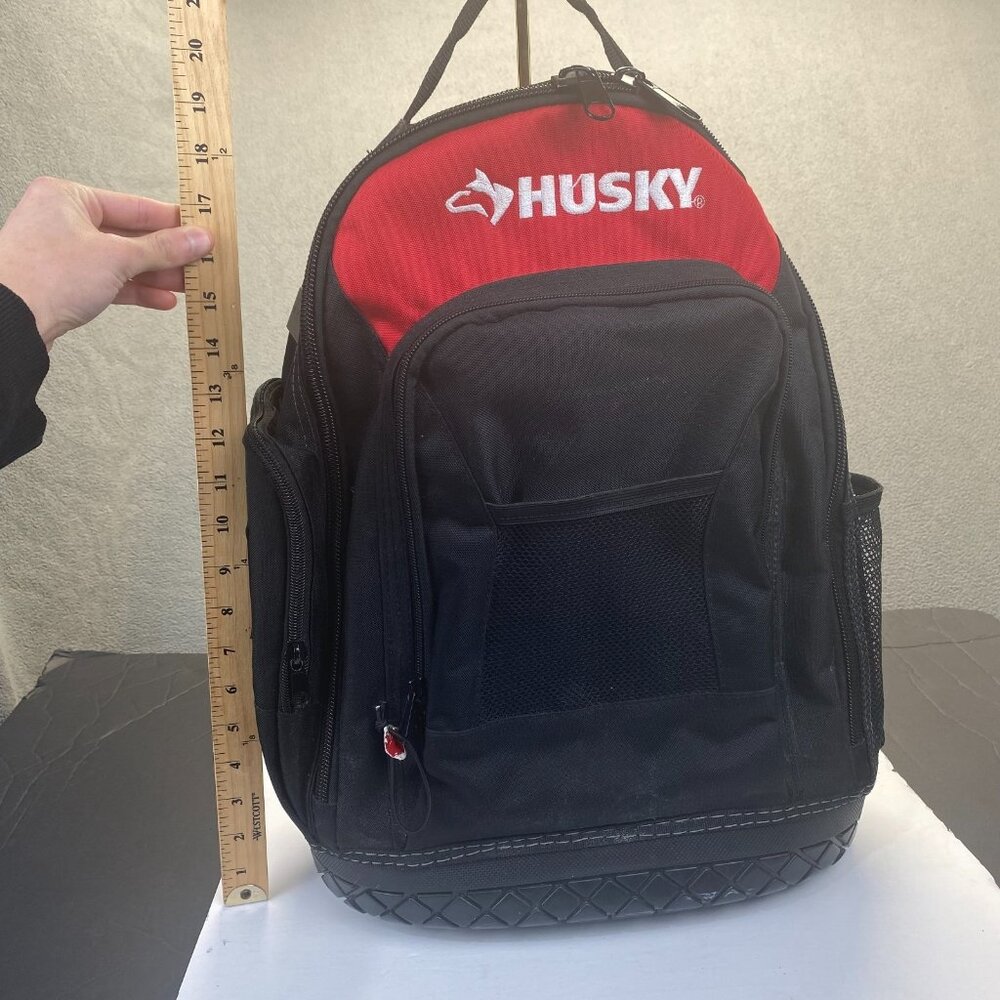 Husky Pro Tool Backpack Heavy Duty Rubber Bottom Storage Bag (H-68003-03) - Picture 3 of 15